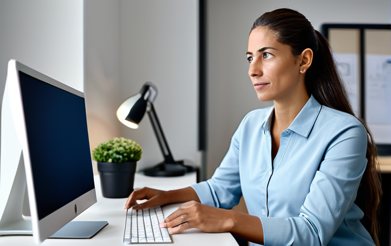A professional mental health therapist, fully clothed in a modest, appropriate business casual ensemble, seated calmly at a modern desk in a well-lit, quiet home office. They are looking thoughtfully at a computer screen, representing teleconsultation, with an expression of empathetic concentration and professional resilience. The background shows blurred, tasteful office elements. Safe for work, appropriate content, fully clothed, professional, perfect anatomy, correct proportions, natural pose, well-formed hands, proper finger count, natural body proportions, professional photography, high quality.