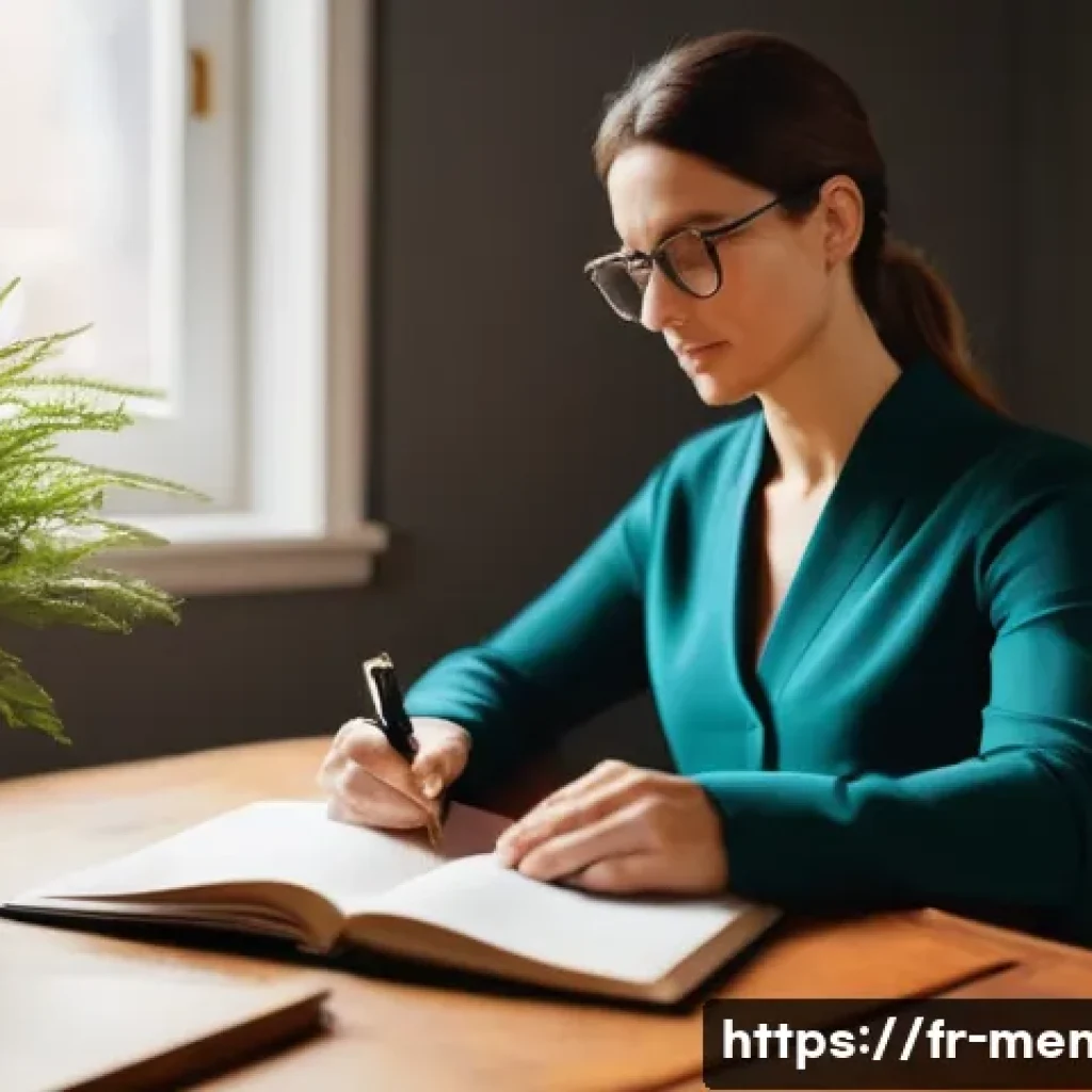 정신건강 전문가의 업무 일지 - **Prompt:** "A compassionate female psychologist in her late 30s, with a warm and gentle expression,...